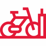 Vélo rouge minimaliste Bicicleta-Maurandy stationné en ville à lacaune-alban-brassac-81230,